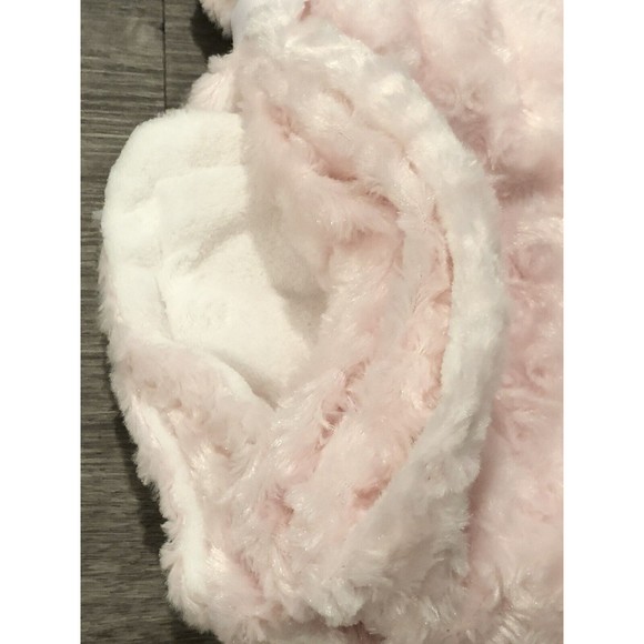 New Bon Bebe Curly Fur Baby Elephant Blanket Girls Pink Rosebuds Swirls Plush - Picture 4 of 7